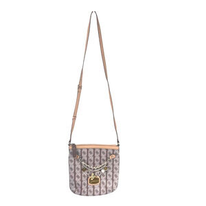 Guess Logo Print Brown Charm Crossbody Purse Vegan Coquette Bling Tan AOP Retro